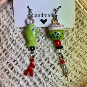 Handmade Multicolor lucky cat/koi Earrings